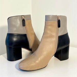 Elegant Tan and Black Ankle Boots